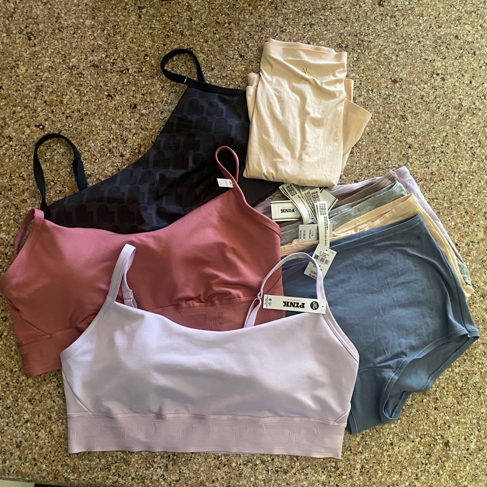 Victoria’s Secret Pink Sports Bra and Boyshort Bundles (3 bras, 6 undies)